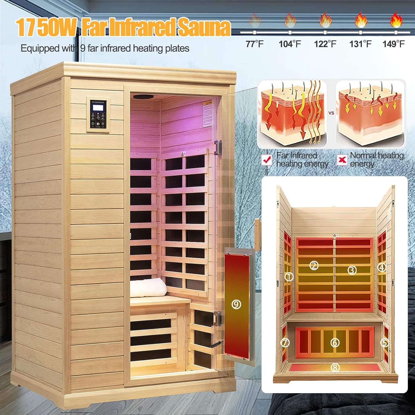 2-Person Canadian Hemlock Infrared Sauna