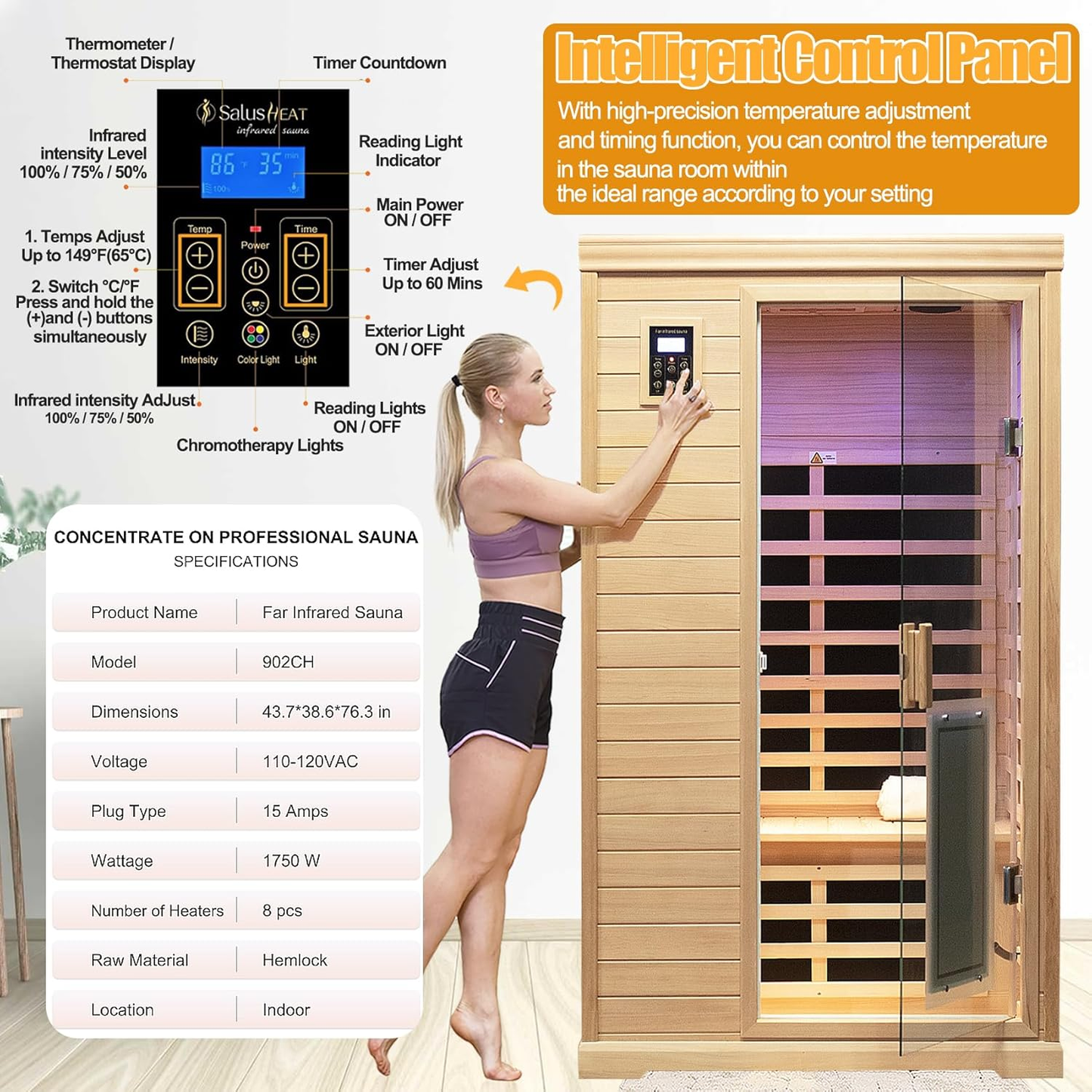 2-Person Canadian Hemlock Infrared Sauna